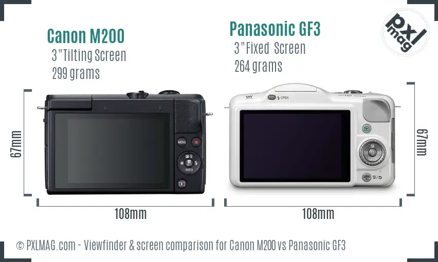 Canon M200 vs Panasonic GF3 Screen and Viewfinder comparison