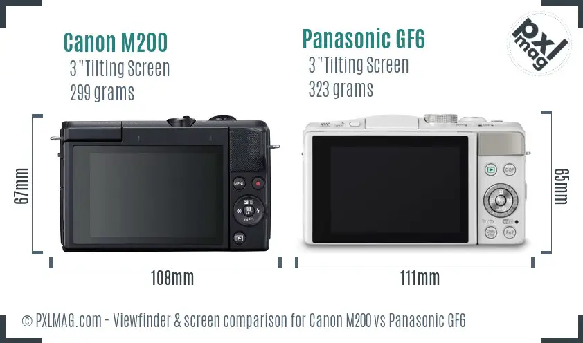 Canon M200 vs Panasonic GF6 Screen and Viewfinder comparison