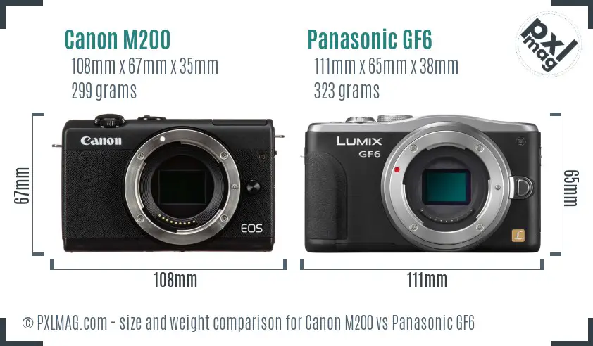 Canon M200 vs Panasonic GF6 size comparison