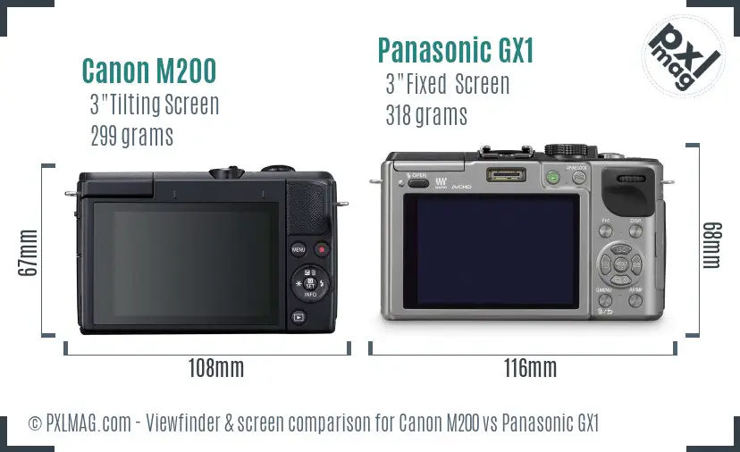 Canon M200 vs Panasonic GX1 Screen and Viewfinder comparison