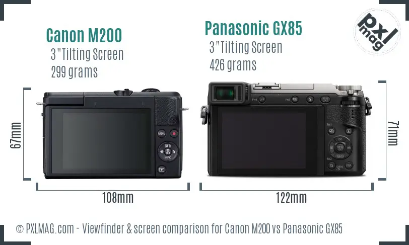 Canon M200 vs Panasonic GX85 Screen and Viewfinder comparison