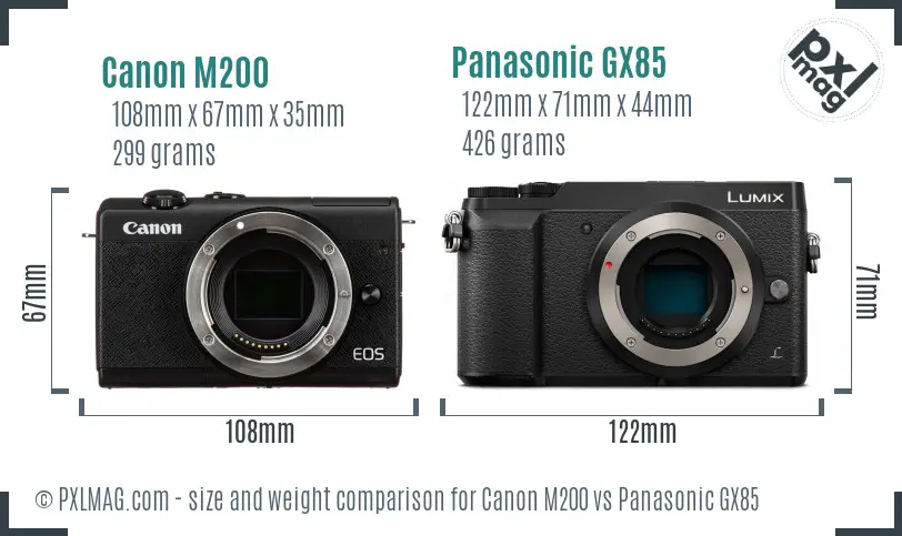 Canon M200 vs Panasonic GX85 size comparison