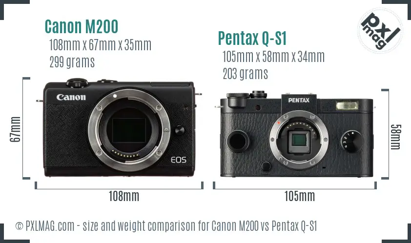 Canon M200 vs Pentax Q-S1 size comparison