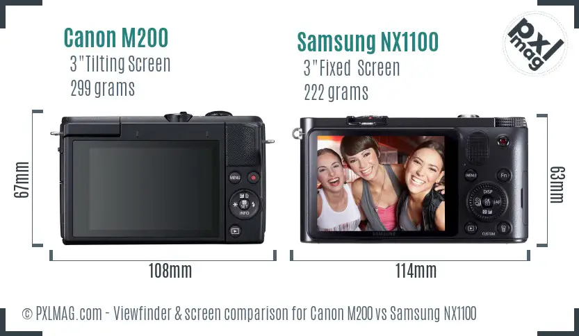 Canon M200 vs Samsung NX1100 Screen and Viewfinder comparison