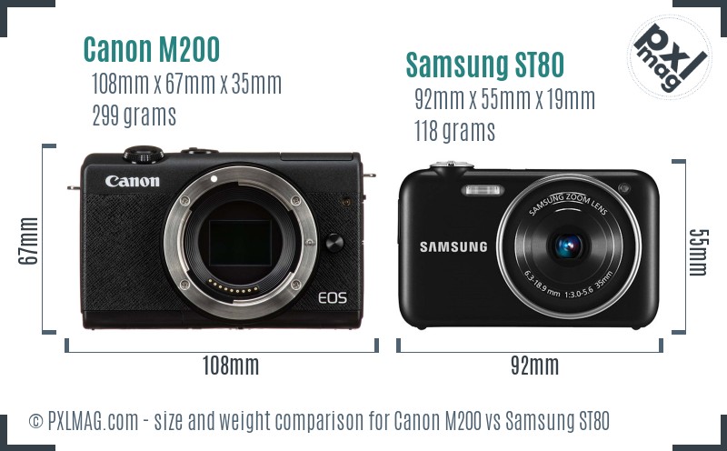 Canon M200 vs Samsung ST80 size comparison Canon M200 vs Samsung ST80 size comparison