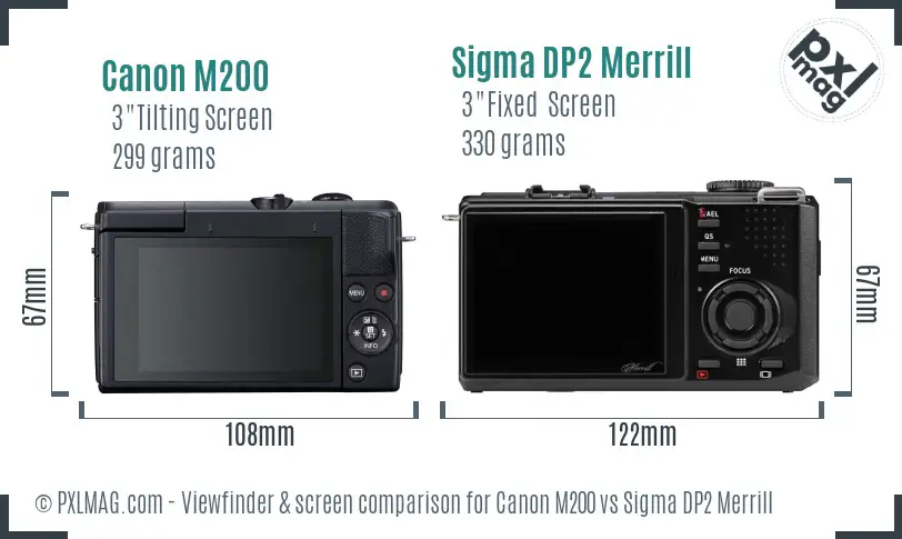 Canon M200 vs Sigma DP2 Merrill Screen and Viewfinder comparison