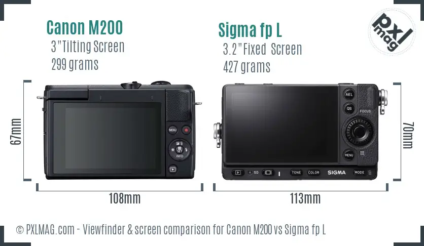 Canon M200 vs Sigma fp L Screen and Viewfinder comparison