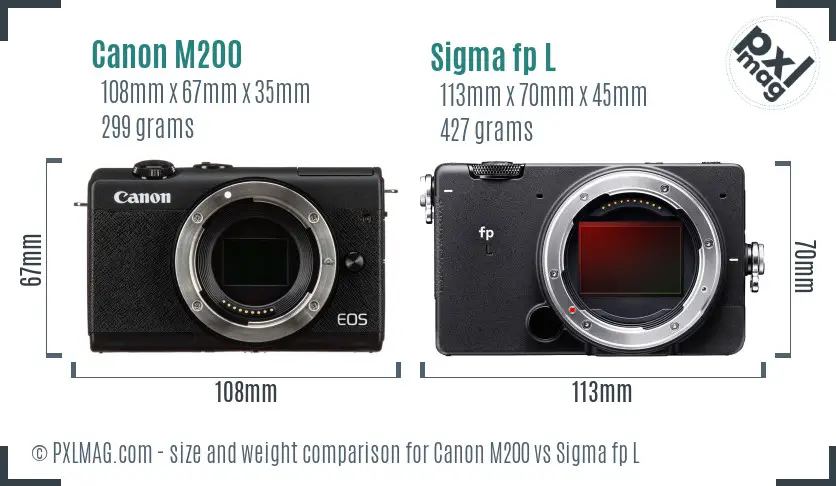 Canon M200 vs Sigma fp L size comparison