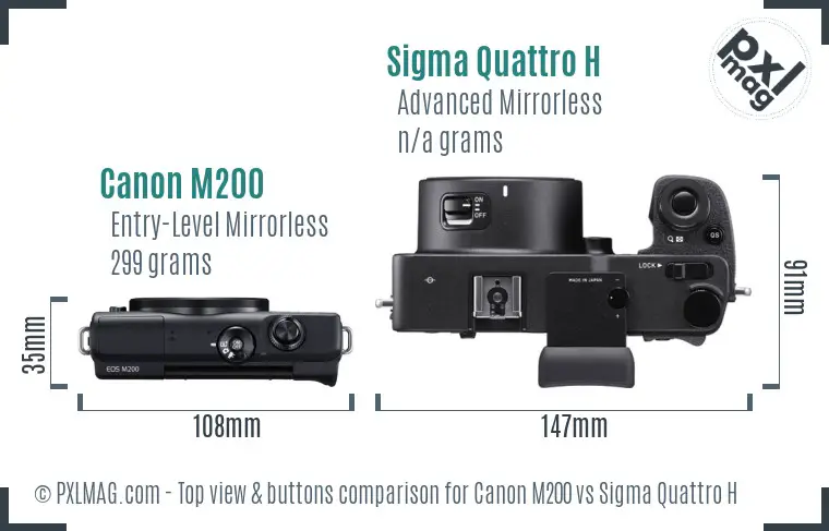 Canon M200 vs Sigma Quattro H top view buttons comparison