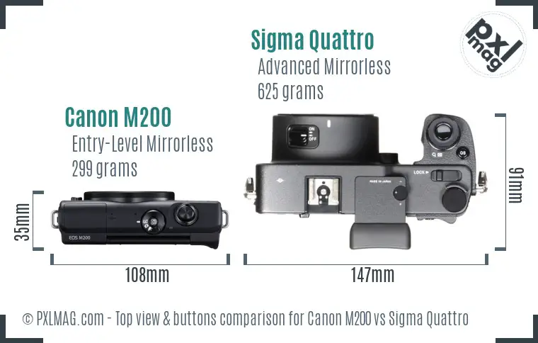 Canon M200 vs Sigma Quattro top view buttons comparison
