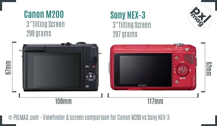 Canon M200 vs Sony NEX-3 Screen and Viewfinder comparison