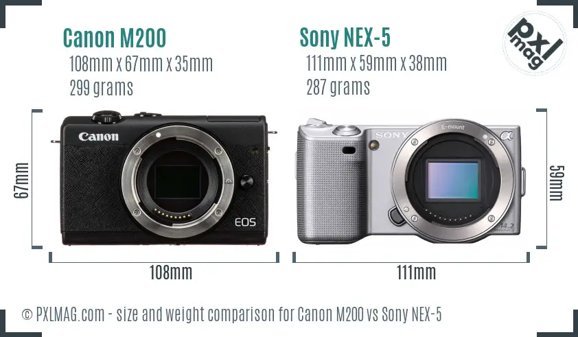 Canon M200 vs Sony NEX-5 size comparison