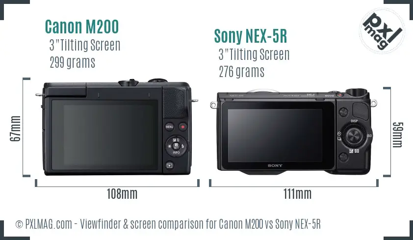 Canon M200 vs Sony NEX-5R Screen and Viewfinder comparison