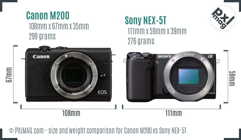 Canon M200 vs Sony NEX-5T size comparison
