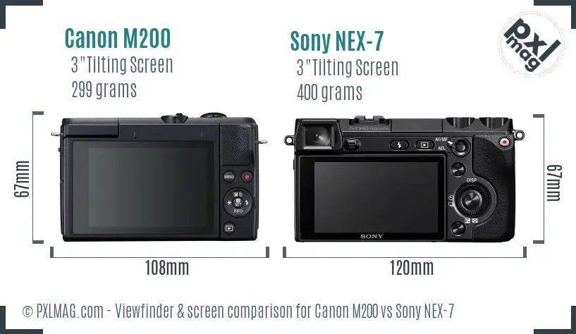 Canon M200 vs Sony NEX-7 Screen and Viewfinder comparison
