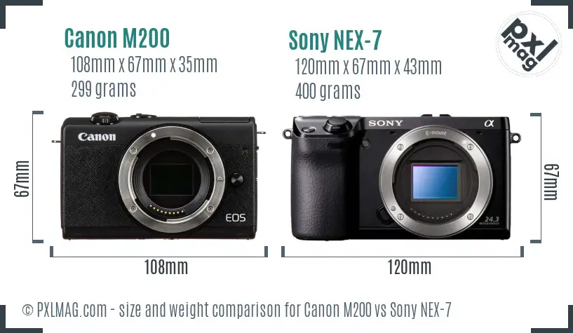 Canon M200 vs Sony NEX-7 size comparison