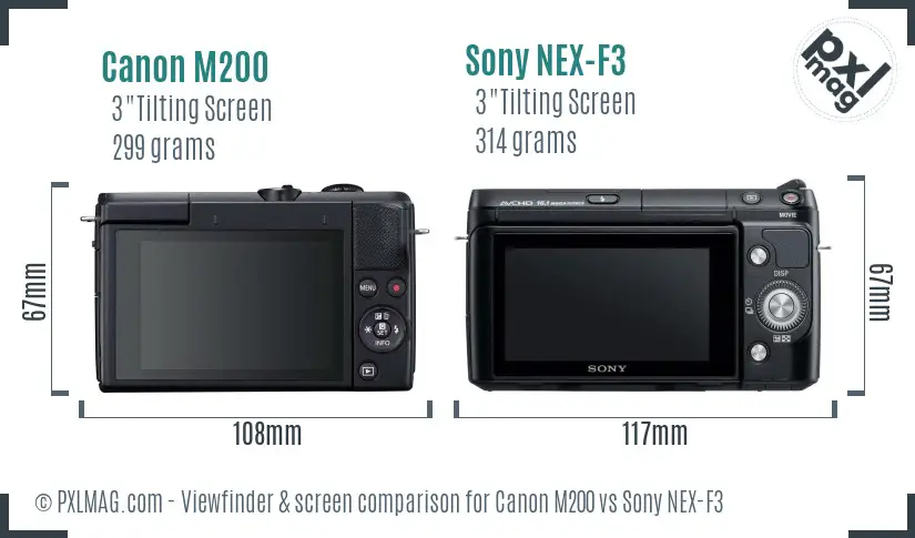Canon M200 vs Sony NEX-F3 Screen and Viewfinder comparison