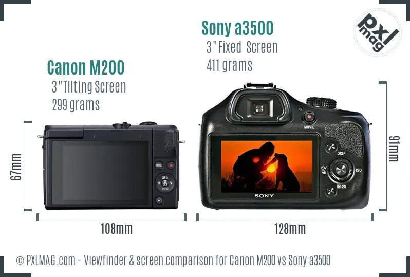 Canon M200 vs Sony a3500 Screen and Viewfinder comparison