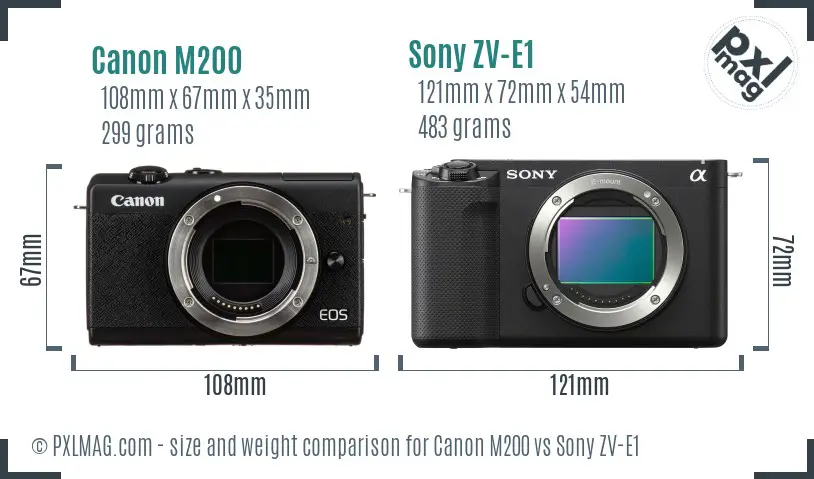 Canon M200 vs Sony ZV-E1 size comparison Canon M200 vs Sony ZV-E1 size comparison