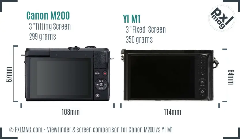 Canon M200 vs YI M1 Screen and Viewfinder comparison