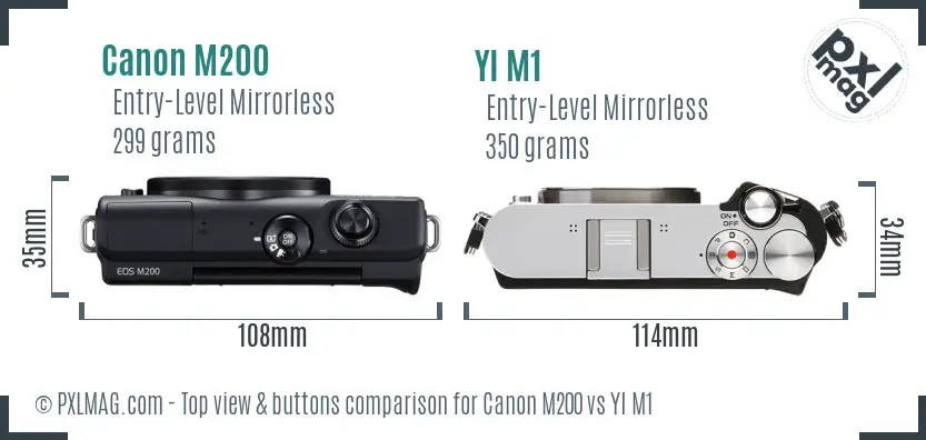 Canon M200 vs YI M1 top view buttons comparison