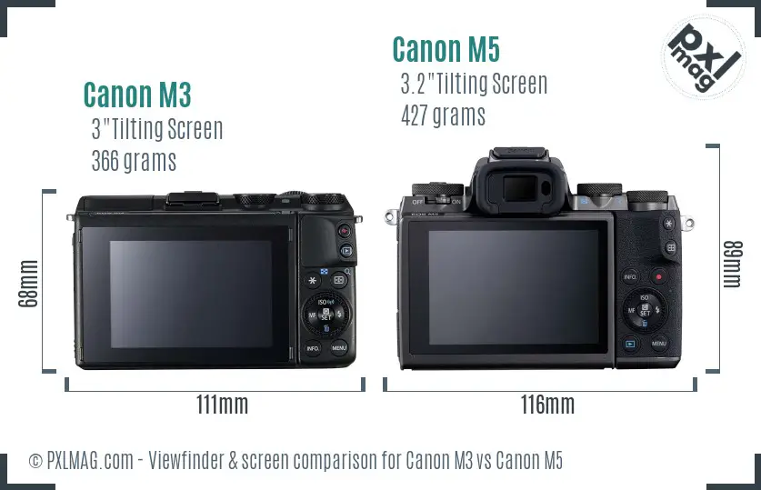 Canon M3 vs Canon M5 Screen and Viewfinder comparison Canon M3 vs Canon M5 Screen and Viewfinder comparison