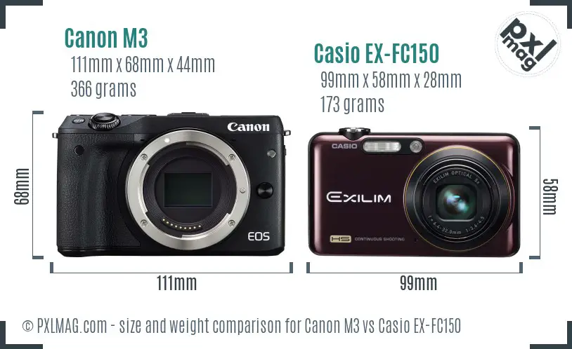 Canon M3 vs Casio EX-FC150 size comparison Canon M3 vs Casio EX-FC150 size comparison