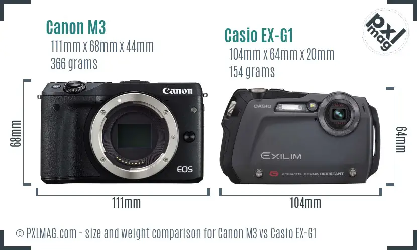 Canon M3 vs Casio EX-G1 size comparison