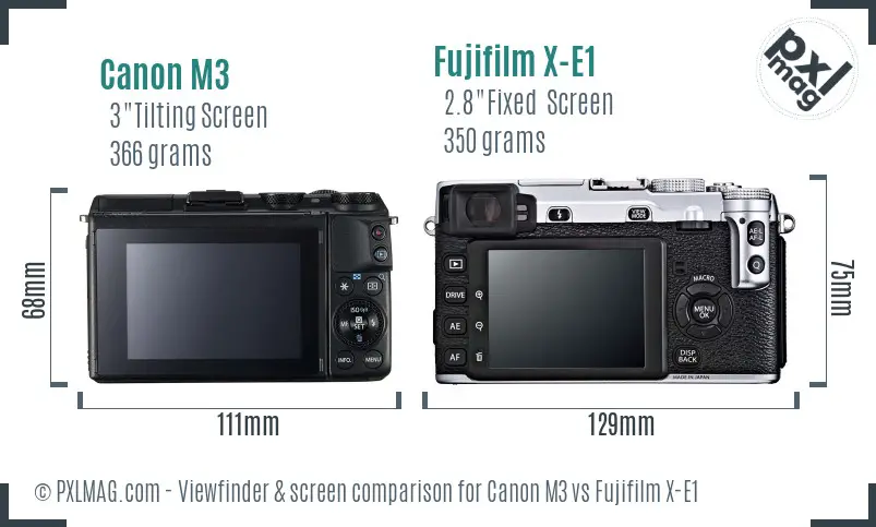 Canon M3 vs Fujifilm X-E1 Screen and Viewfinder comparison