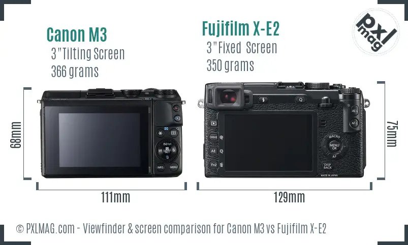 Canon M3 vs Fujifilm X-E2 Screen and Viewfinder comparison