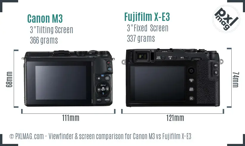 Canon M3 vs Fujifilm X-E3 Screen and Viewfinder comparison