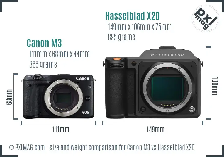 Canon M3 vs Hasselblad X2D size comparison Canon M3 vs Hasselblad X2D size comparison