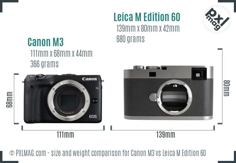 Canon M3 vs Leica M Edition 60 size comparison