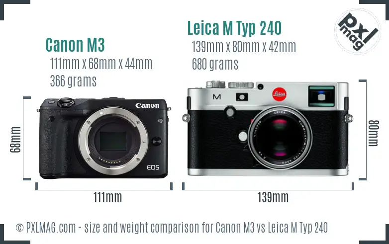 Canon M3 vs Leica M Typ 240 size comparison Canon M3 vs Leica M Typ 240 size comparison