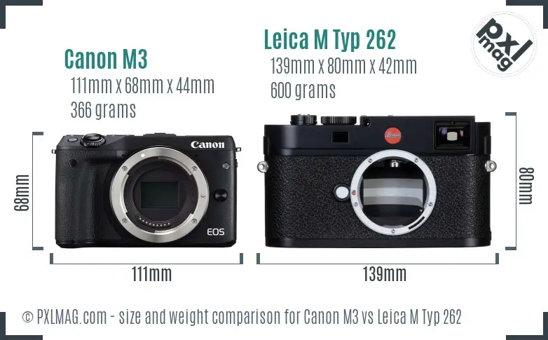 Canon M3 vs Leica M Typ 262 size comparison