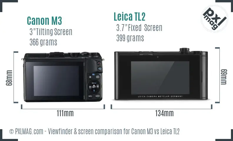 Canon M3 vs Leica TL2 Screen and Viewfinder comparison