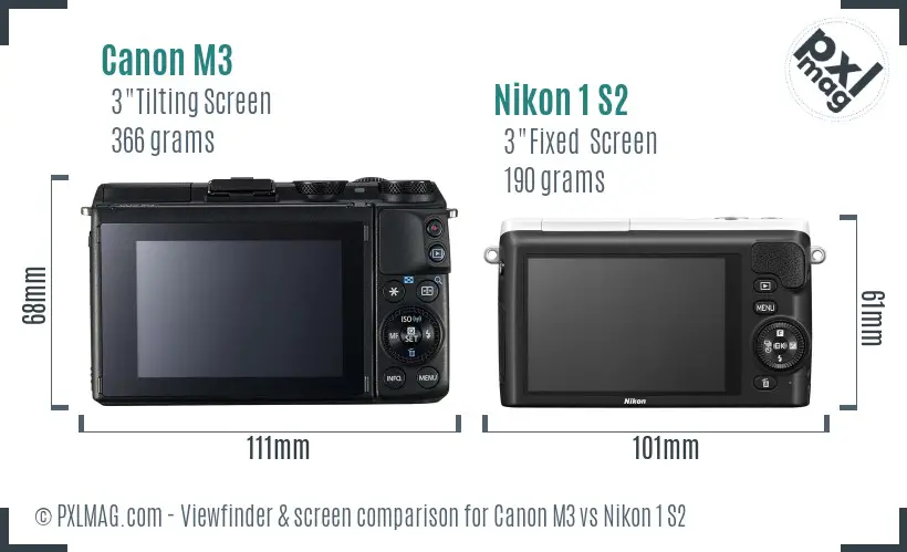 Canon M3 vs Nikon 1 S2 Screen and Viewfinder comparison