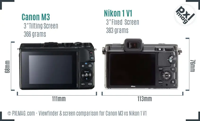 Canon M3 vs Nikon 1 V1 Screen and Viewfinder comparison Canon M3 vs Nikon 1 V1 Screen and Viewfinder comparison