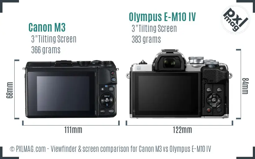 Canon M3 vs Olympus E-M10 IV Screen and Viewfinder comparison