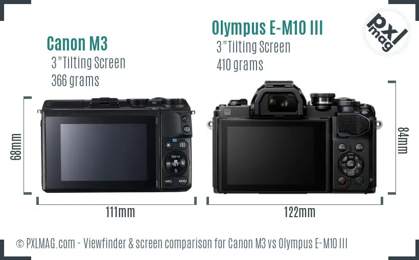 Canon M3 vs Olympus E-M10 III Screen and Viewfinder comparison