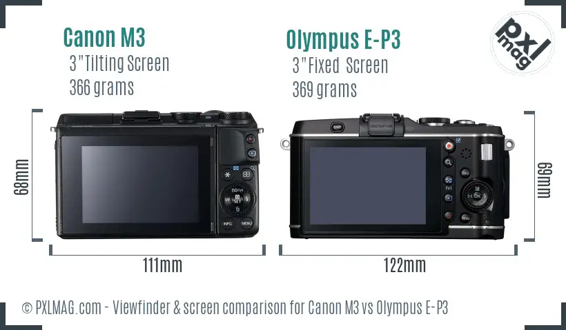 Canon M3 vs Olympus E-P3 Screen and Viewfinder comparison