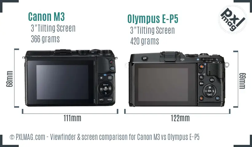Canon M3 vs Olympus E-P5 Screen and Viewfinder comparison Canon M3 vs Olympus E-P5 Screen and Viewfinder comparison