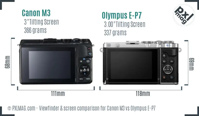 Canon M3 vs Olympus E-P7 Screen and Viewfinder comparison