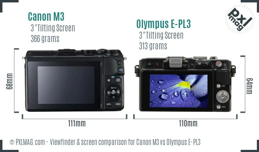 Canon M3 vs Olympus E-PL3 Screen and Viewfinder comparison