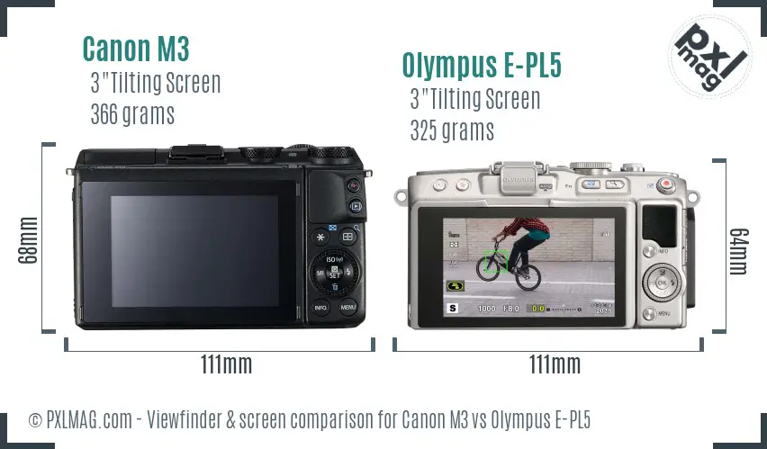 Canon M3 vs Olympus E-PL5 Screen and Viewfinder comparison