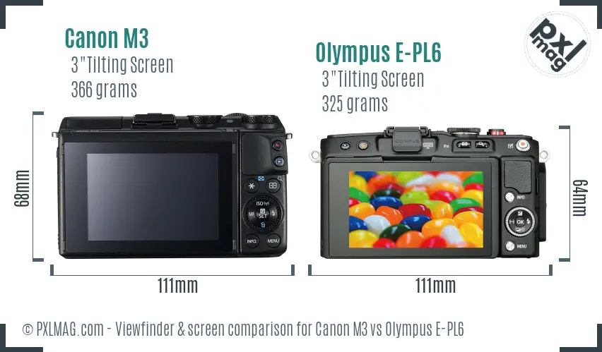 Canon M3 vs Olympus E-PL6 Screen and Viewfinder comparison