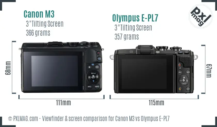 Canon M3 vs Olympus E-PL7 Screen and Viewfinder comparison