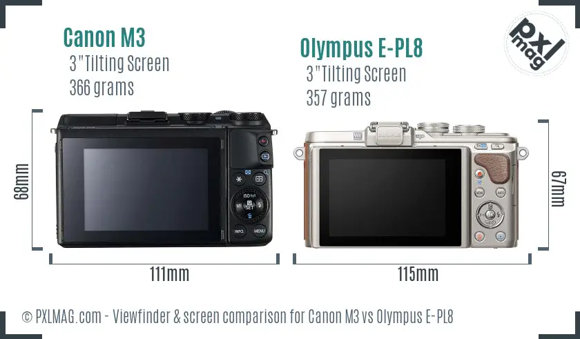 Canon M3 vs Olympus E-PL8 Screen and Viewfinder comparison