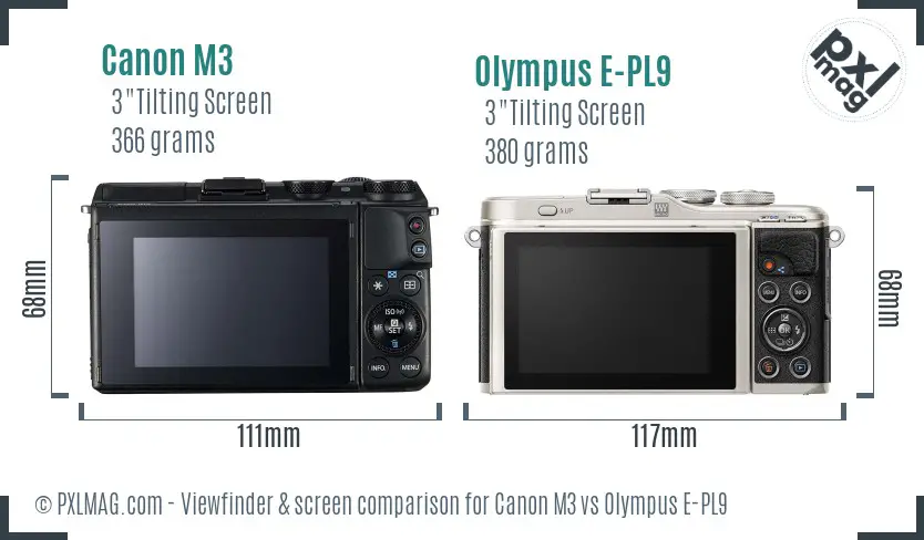 Canon M3 vs Olympus E-PL9 Screen and Viewfinder comparison