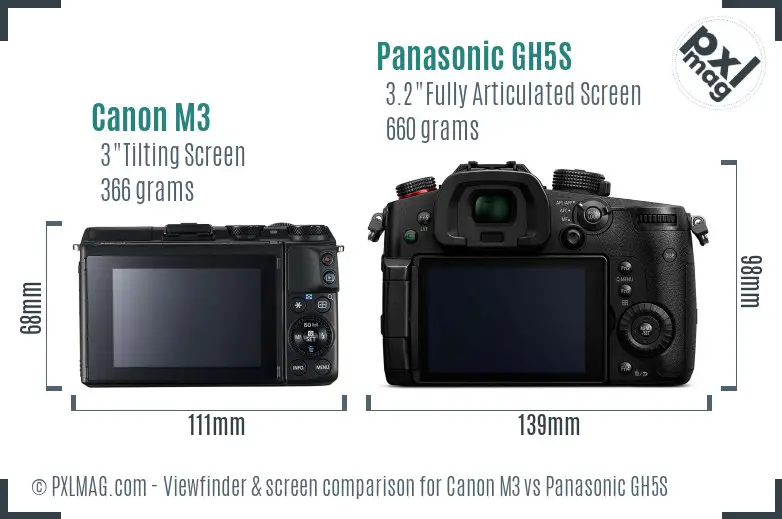 Canon M3 vs Panasonic GH5S Screen and Viewfinder comparison